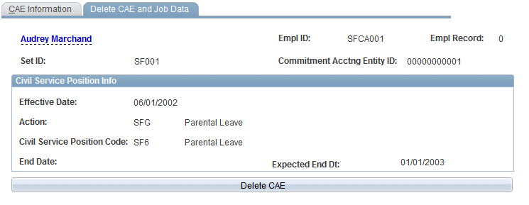 Delete CAE and Job Data page