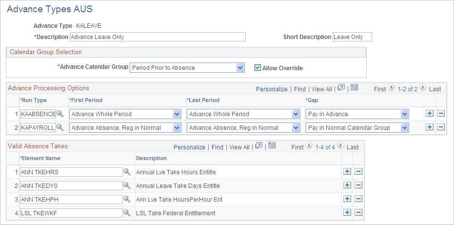 Advance Types AUS page