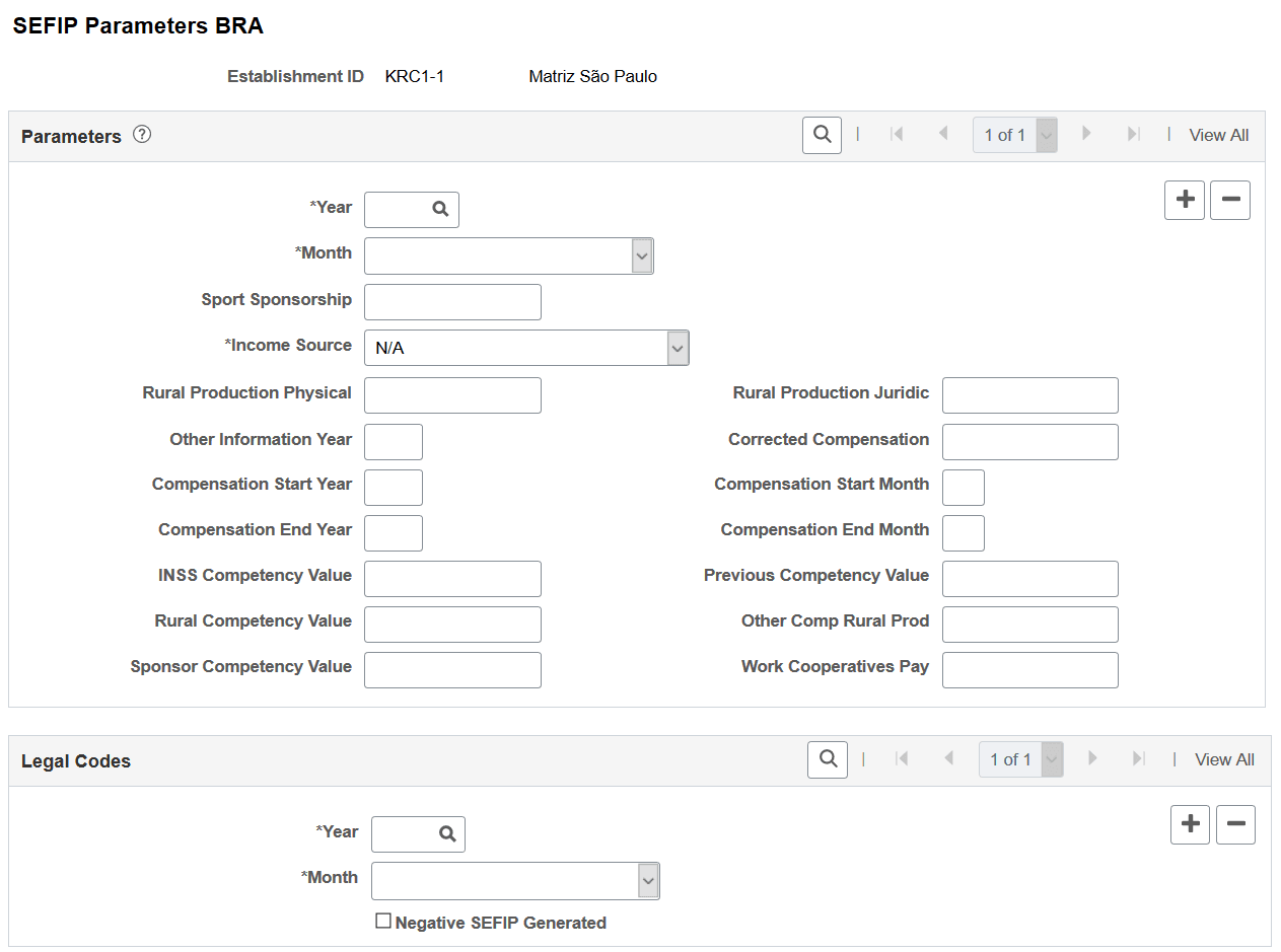 SEFIP Parameters BRA page