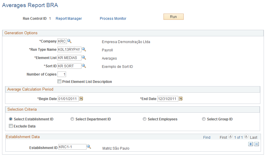 Averages Report BRA page