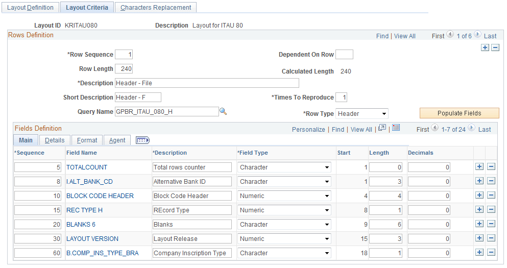 Layout Criteria page