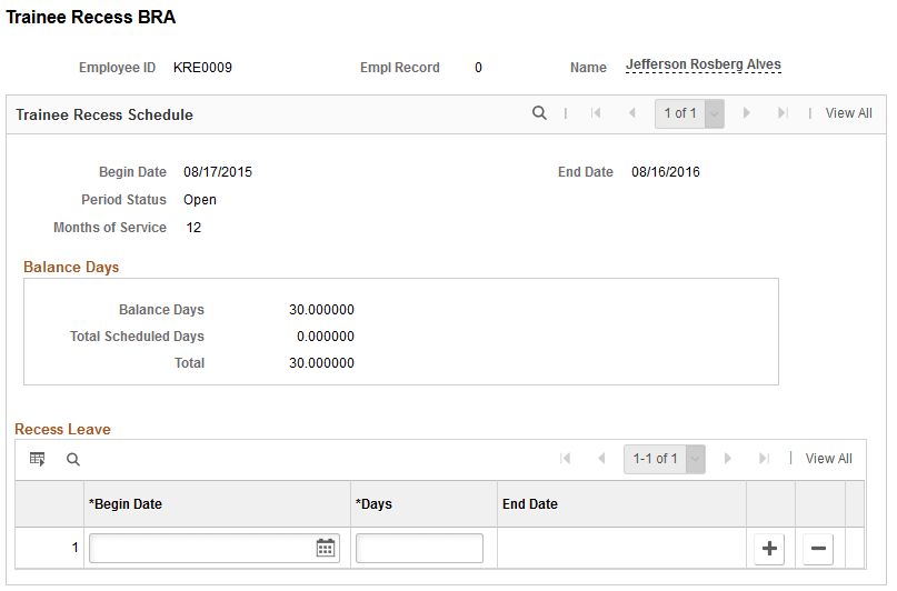 Trainee Recess BRA page