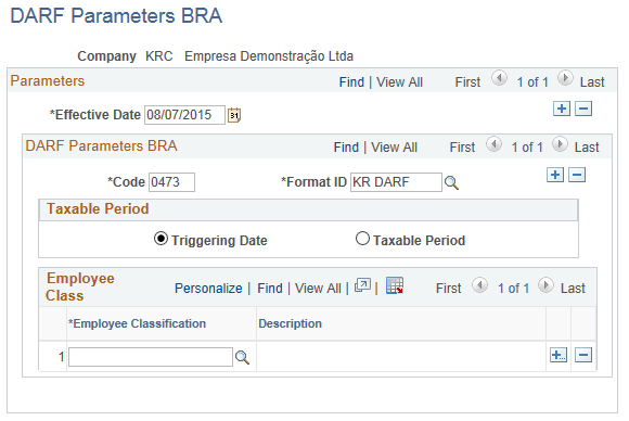 DARF Parameters BRA page