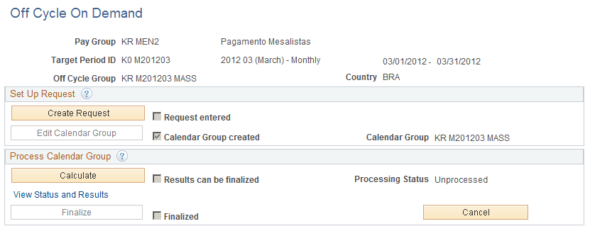 Off Cycle On Demand page