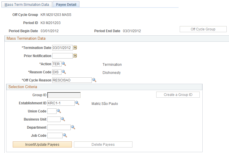 Payee Detail page (1 of 2)
