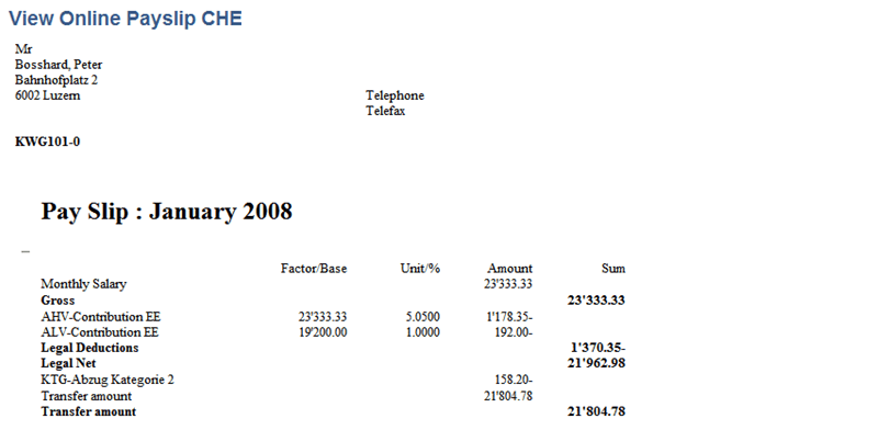 View Online Payslip CHE