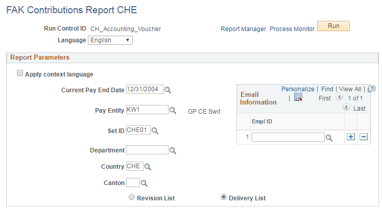 FAK Contributions Report CHE page