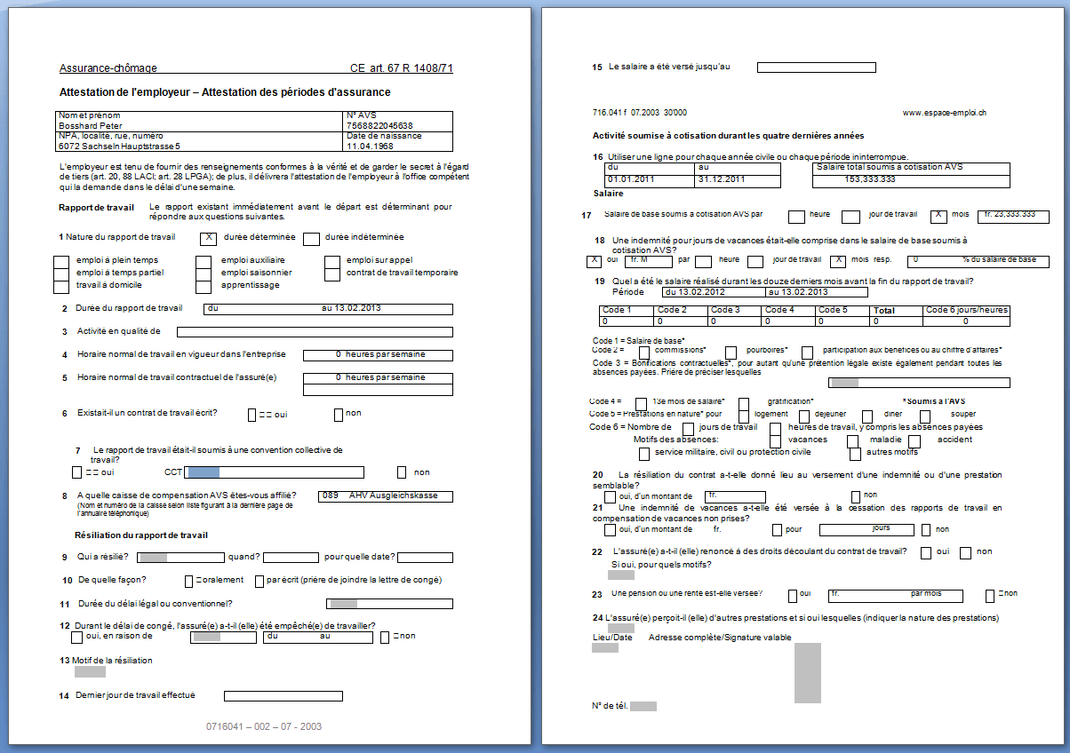 Unemployment Report Form 041