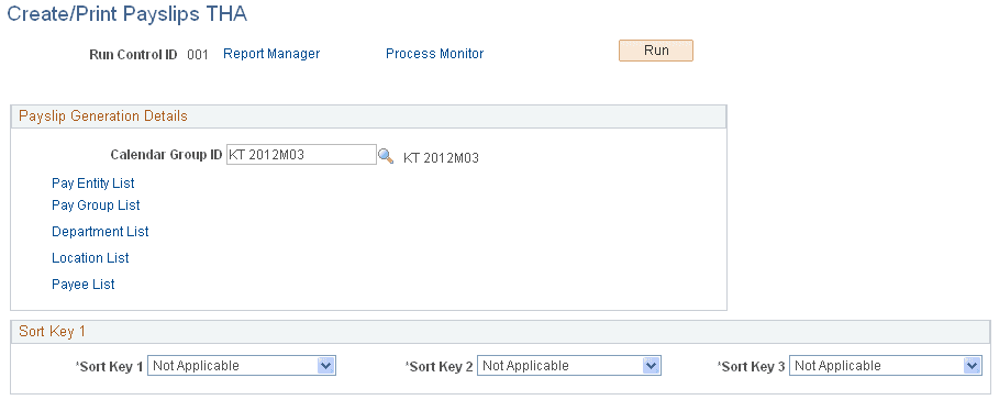 Create/Print Payslips THA page