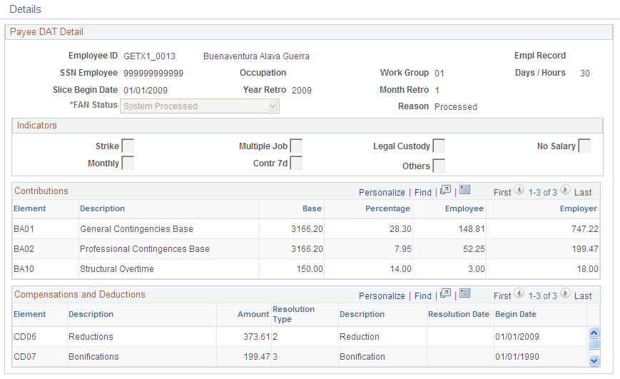 Collective Report ESP: Details page