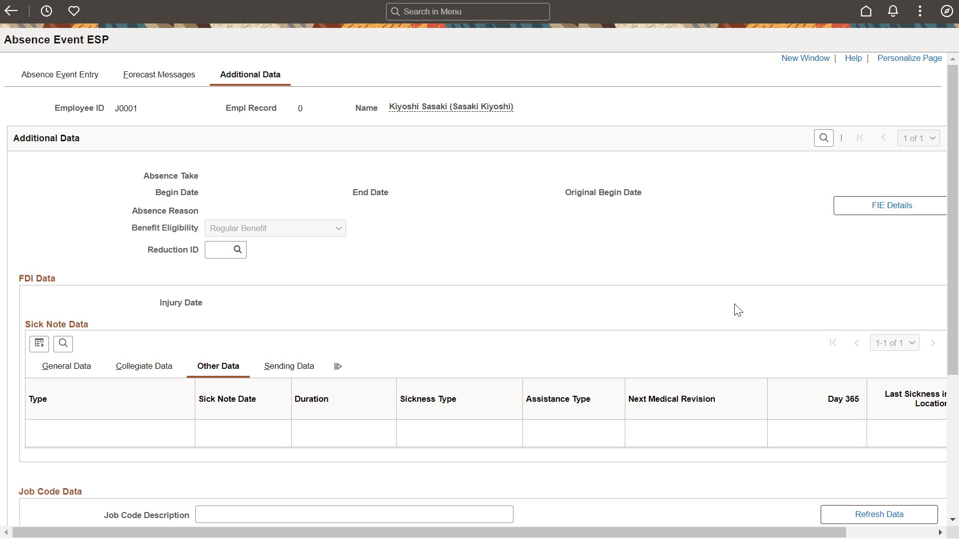 Additional Data other Data tab