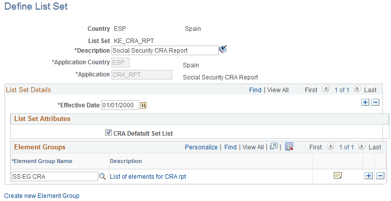 List Set for CRA Report