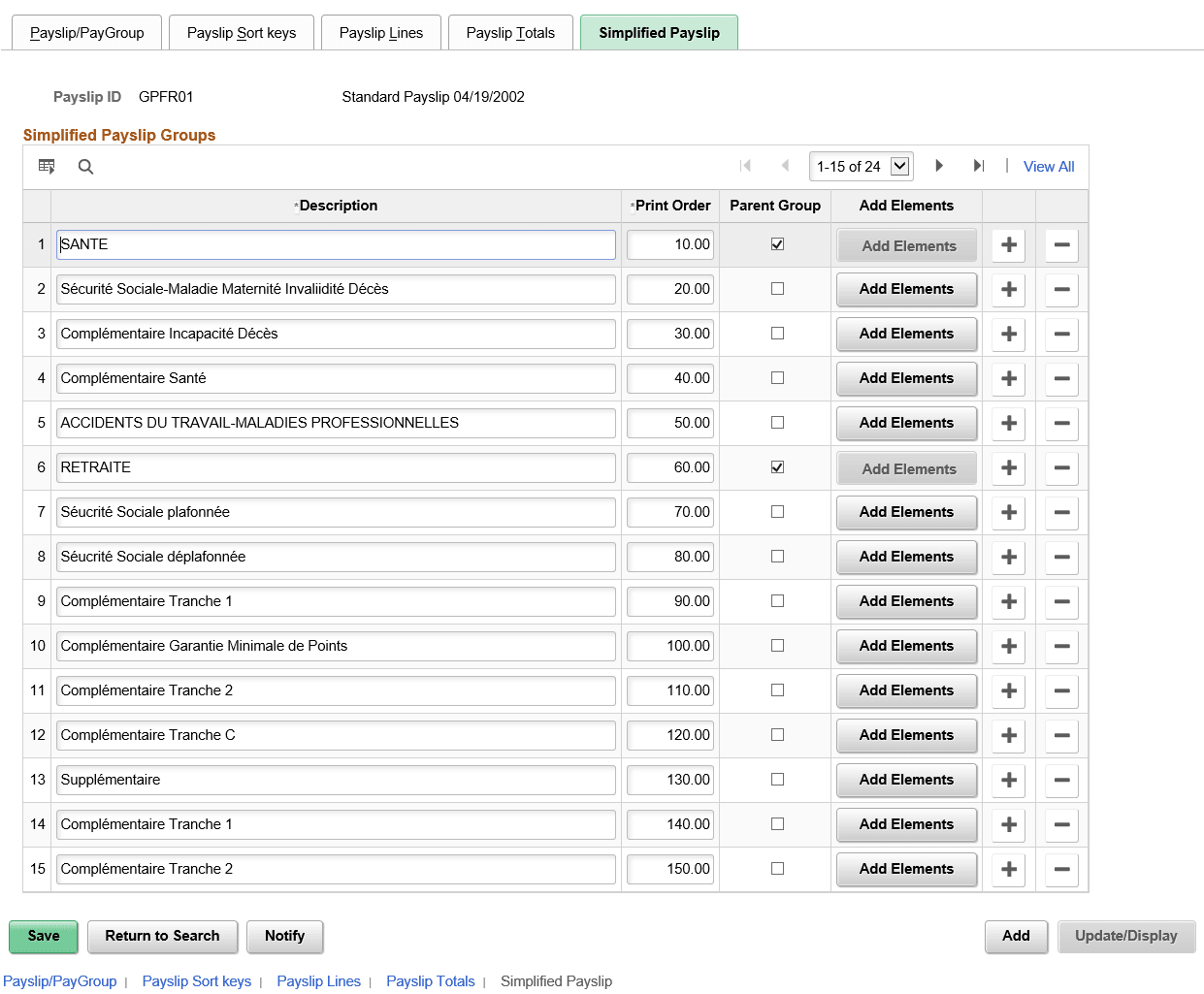 Simplified Payslip page