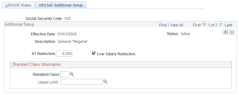 URSSAF Additional Setup page
