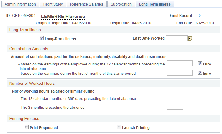 Maternity Certificates FRA - Long-Term Illness page