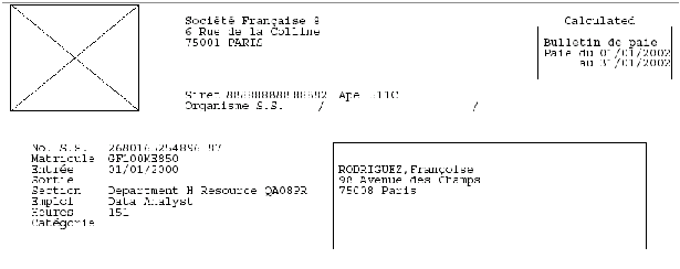 Sample header of a payslip