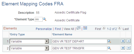 Element Mapping Codes FRA page