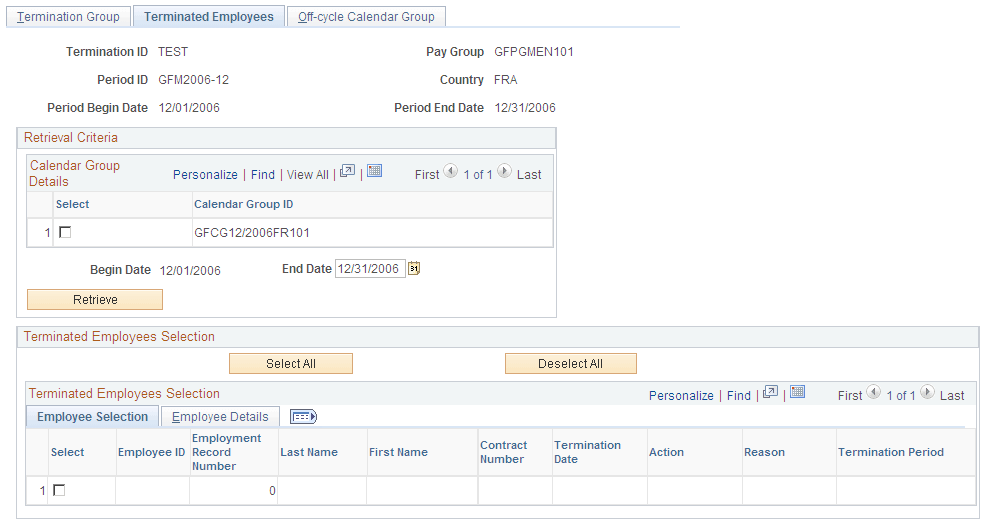 Terminated Employees page