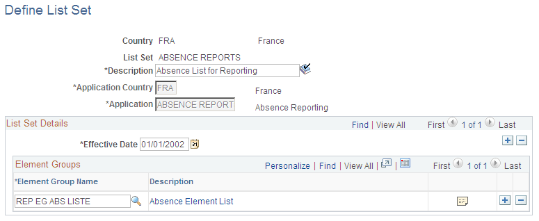 Define List Set page