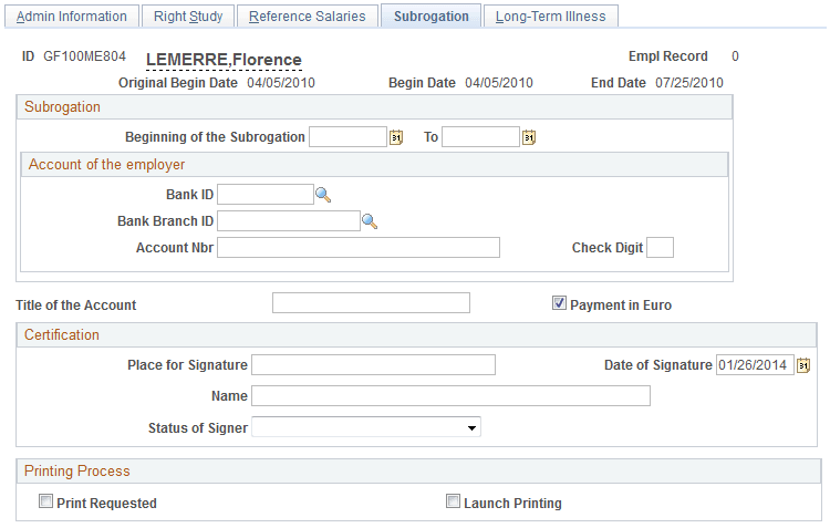 Maternity Certificates FRA - Subrogation page