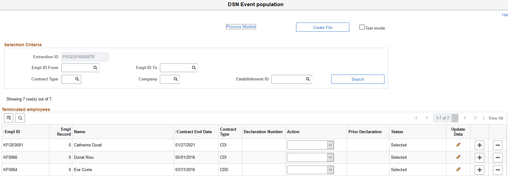 DSN Event Population page
