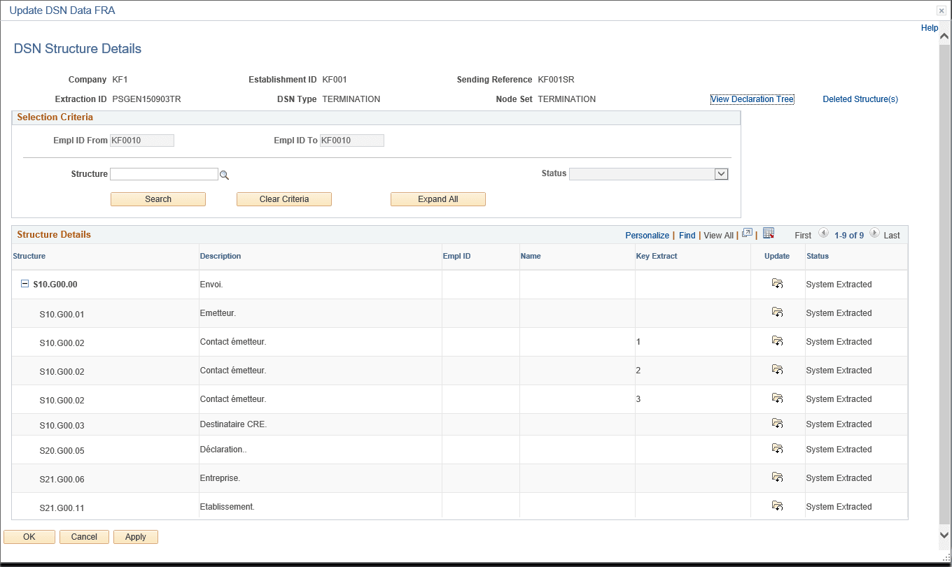 Update DSN Data FRA modal