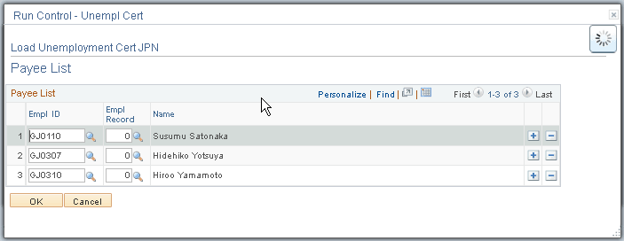 Payee List - Load Unemployment Cert JPN page