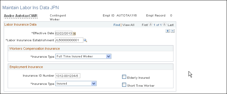 Maintain Labor Ins Data JPN page