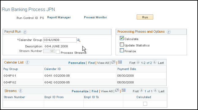 Run Banking Process JPN page