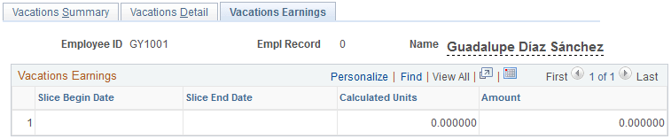 Vacations Earnings page