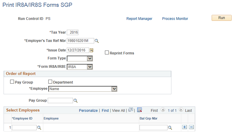 Print IR8A/IR8S Forms SGP