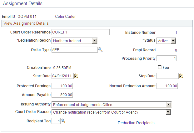 Assignment Details page