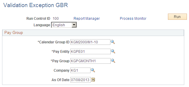Validation Exception GBR page