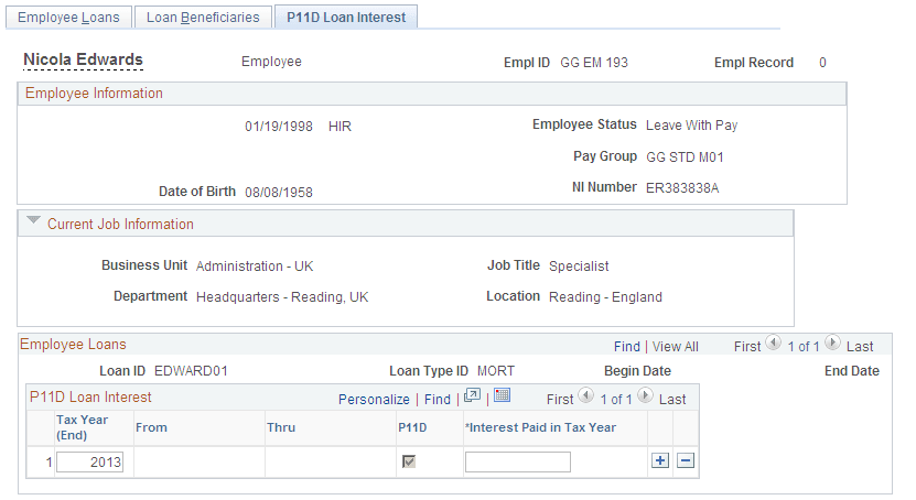 P11D Loan Interest page