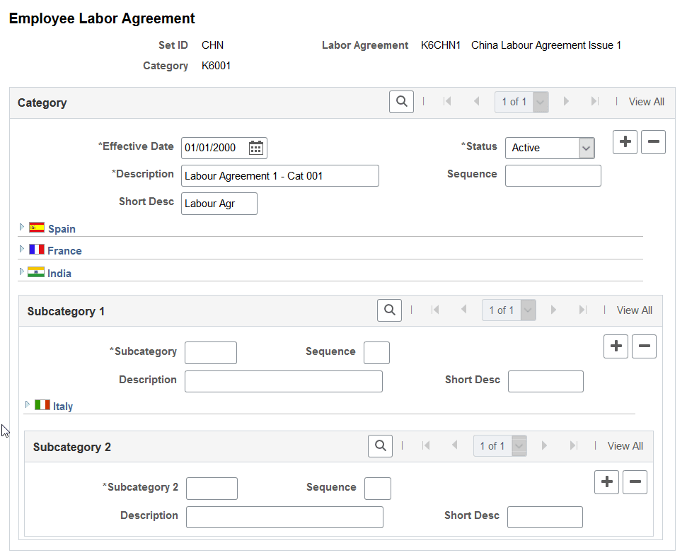 Employee Labor Agreement page