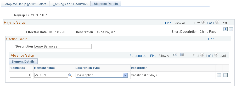 Absence Details page