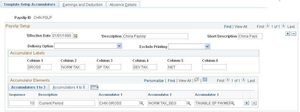 Template Setup Accumulators page