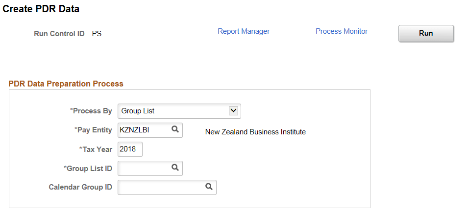 Create PDR Data Page