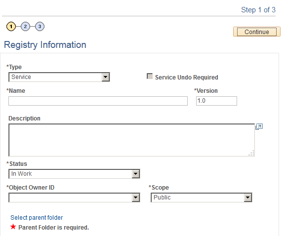 Registry Information page