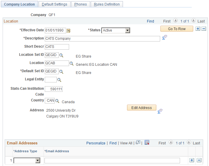 Company - Company Location page (1 of 2)