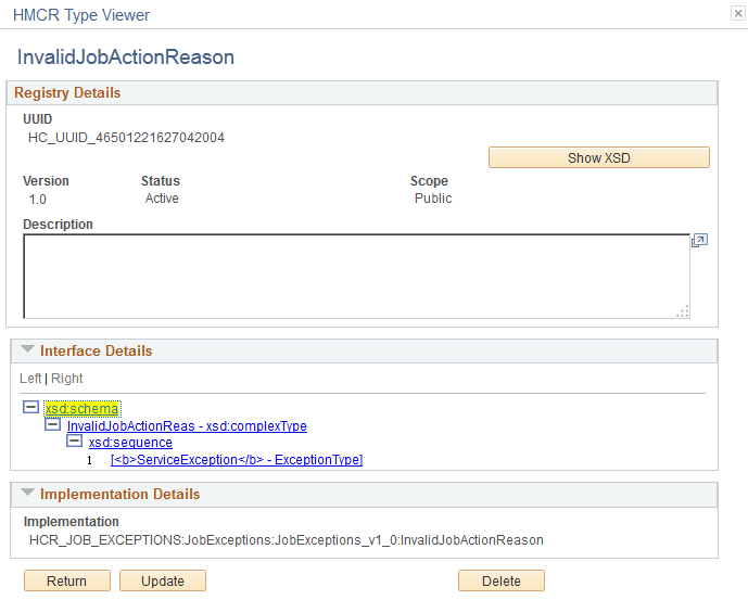 Interface Registry - HMCR Type Viewer page