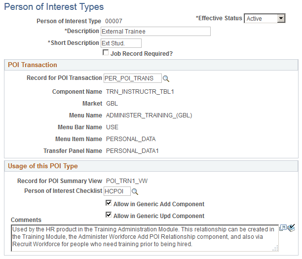 Person of Interest Types page