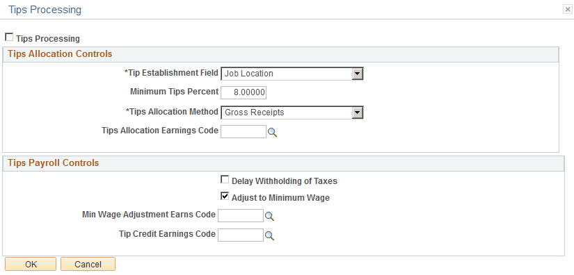 Tips Processing page