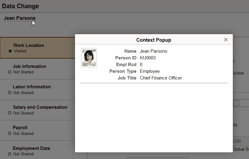 Header in an activity guide configured as a popup modal