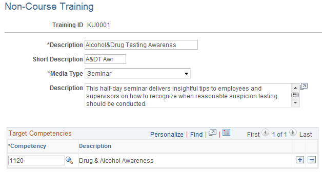 Non-Course Training page