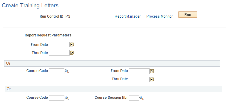 Create Training Letters page