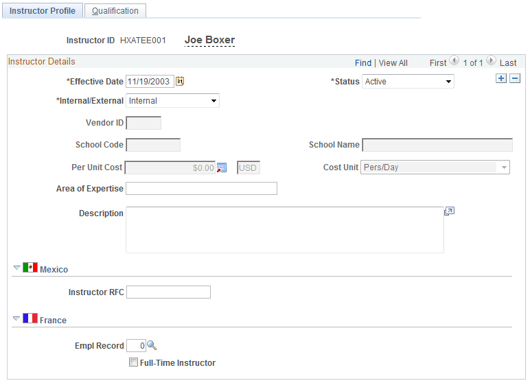 Instructors - Instructor Profile page
