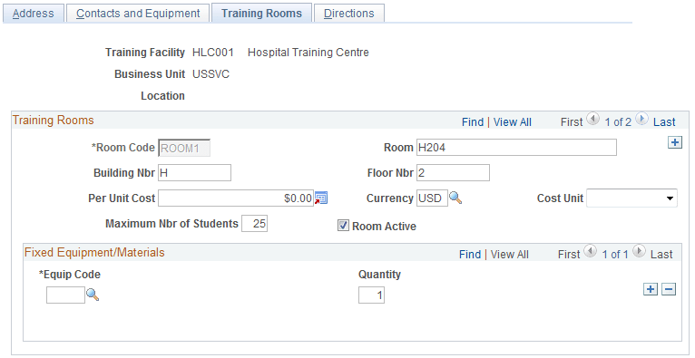 Training Facilities - Training Rooms page