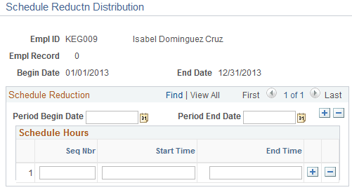 Schedule Reductn Distribution page