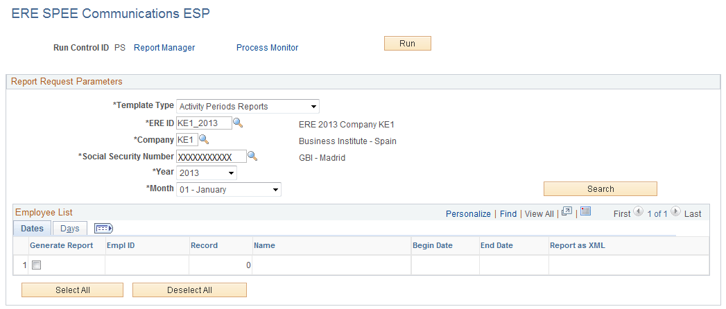 ERE SPEE Communications ESP page (Activity Periods Reports template)